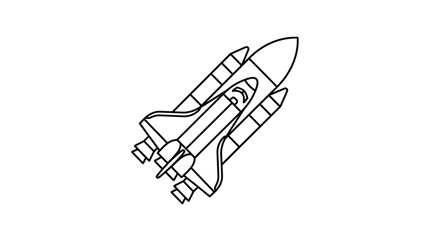 Space Shuttle outline drawing, isolated on white background, vector illustration © Matahari