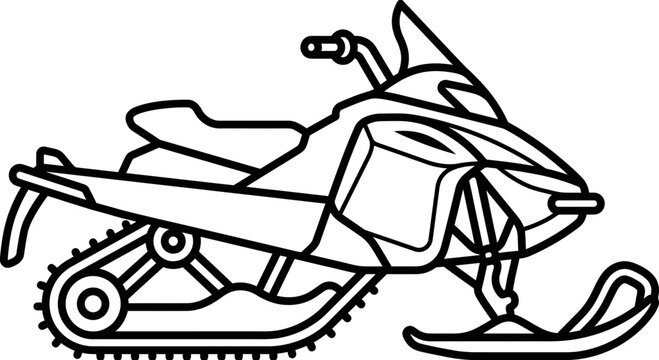 Snowmobile Vector Illustration - Winter Sport Vehicle Outline Icon