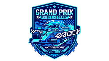 Obraz premium Grand Prix Motorsport Victory Finish Line Sprint Emblem