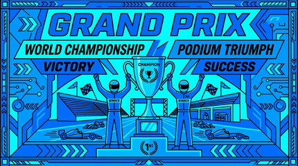 Obraz premium Grand Prix Racing Champions Triumph Victory Podium Success Celebration