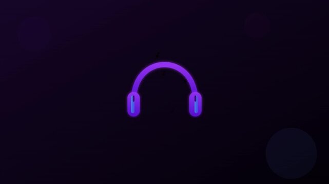 Headphones Music Icon with Floating Rhythmic Musical Notes