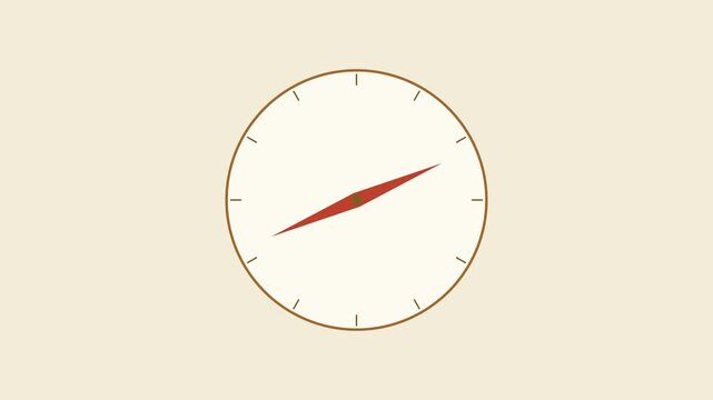 Minimalist compass needle spinning and pointing north, navigation and direction concept animation 4k