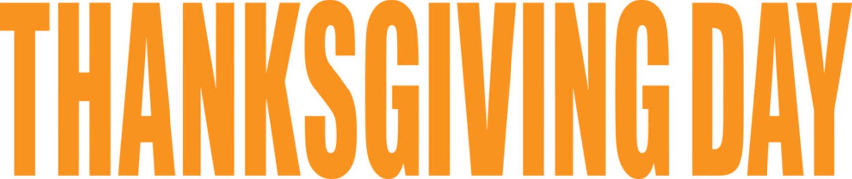 Thanksgiving day typography bold golden text on white background. A yellow poster with the words thanksgiving day and editable text effect