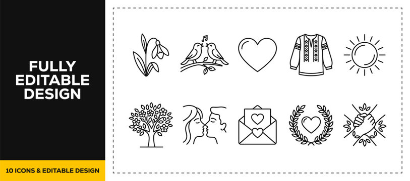 flat vector illustration line art icon bundle set design highlighting crime investigation police officer authority jail prison law enforcement and security graphics web UI