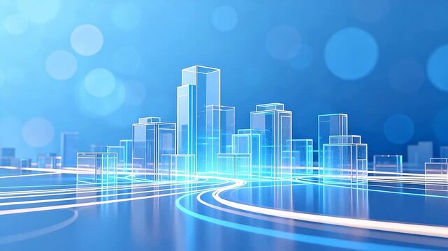 Futuristic cityscape with glowing structures