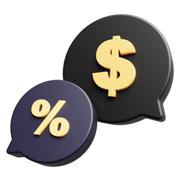 Percentage and dolar bubble chat 3D render