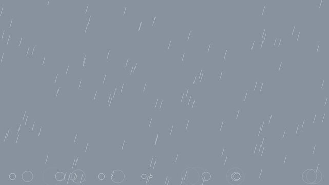 Minimalist rain falling 4k background, with water ripples, and droplets animation