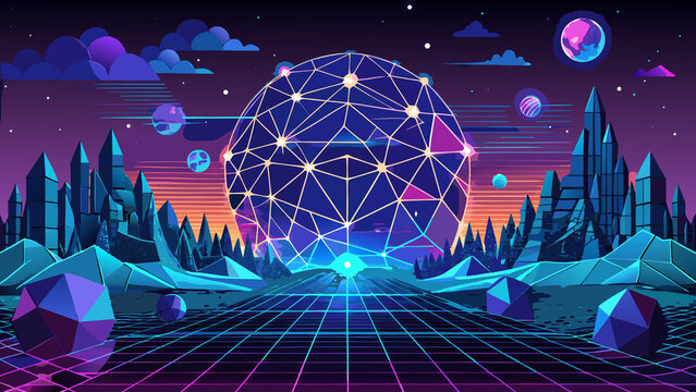 Abstract Global Digital Network with Glowing Stars World Map Earth and Futuristic Space Technology Background Illustration