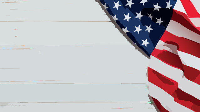 American flag displaying patriotism on wooden background