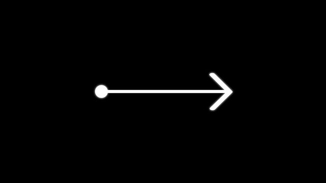 Minimalist white arrow pointing left with a circle origin point isolated on transparent background.
