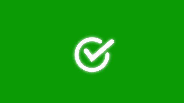 Animated reveal of a white check mark icon in a white circle. Isolated on a white background.  4k check mark, successfully done, approved sign, tick icon