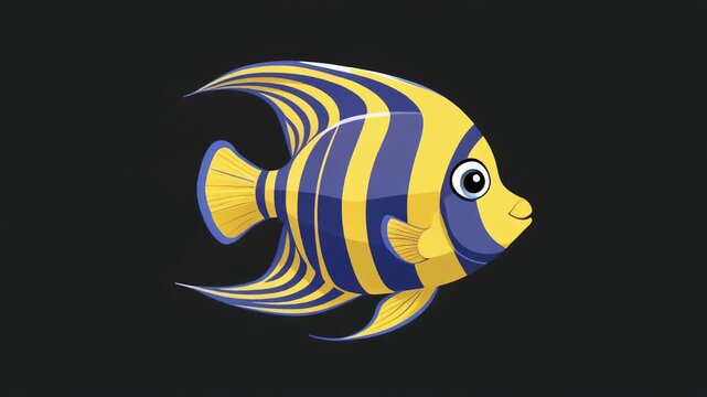 Animated Angelfish swimming gracefully in a dark aquatic environment with subtle lighting