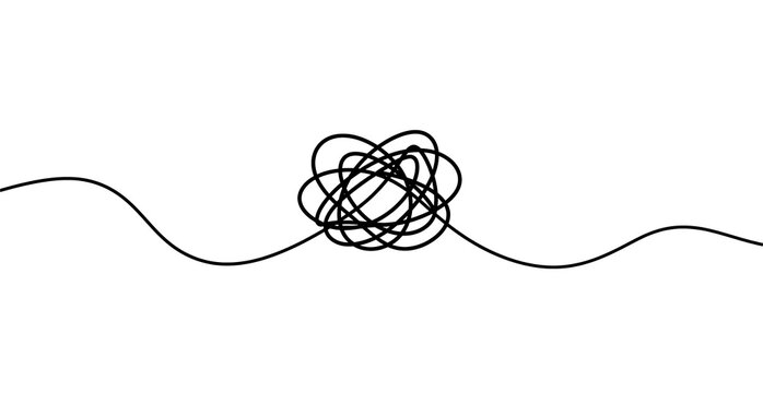 Black scribble line knot on transparent background