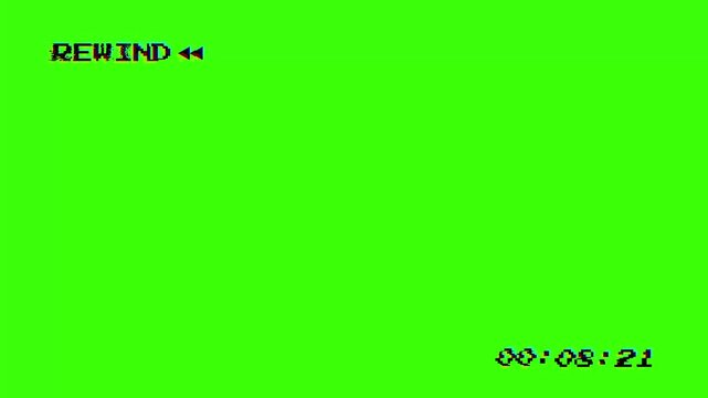 VHS tape rewind screen overlay with 30 second timer. Alpha channel 4K video