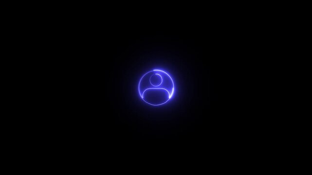 Neon avatar icon pulsing and illuminating on black background three frame video sequence pulsating glowing user profile digital identity animation motion