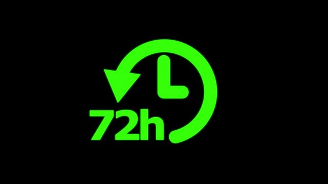 Time Limit Icons With Clock And Arrow Green On Black Background Digital Timer Illustration deadline duration timeframe countdown hours 72h