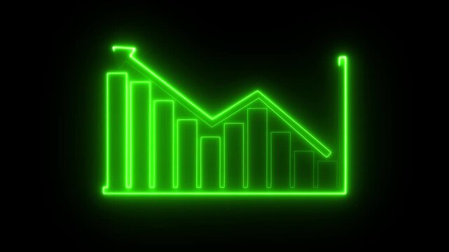 Stock chart fluctuating with rising and falling bars over three frames in dark background financial data market analysis economic indicator