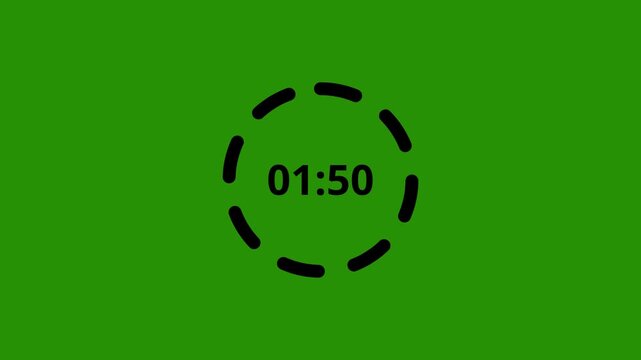 2 Minute Countdown Timer Animation in One Minute, Fast Two Minutes Countdown in 60 Seconds, 120 to 0 Seconds Digital Timer Video in 4K. 
