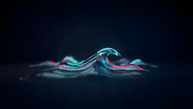 Rim-lit glass financial graph wave in dark void &ndash; Suitable for decentralized exchange (DEX) platforms, digital asset metrics, or tech background themes.