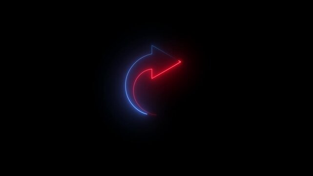Abstract beautiful neon arrow icon animation, 4k quality animation video