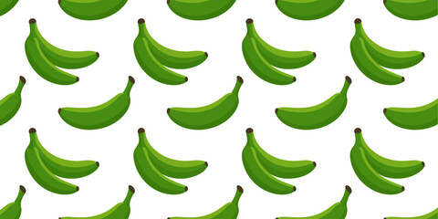Seamless pattern with green bananas isolated on white background © Vector World