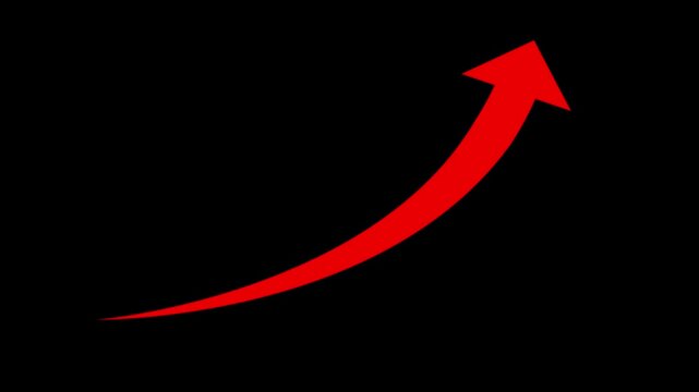 Red arrow progression sequence showing upward trajectory on black background stock footage clip video arrows motion progress direction increase growth