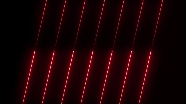 Red neon light lines forming a vertical striped pattern against a black background abstract digital art illumination lights stripes background