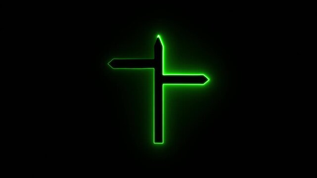 Neon Signpost Rotating With Arrows Illustrating Directional Changes In A Dark Environment arrow navigation road sign wayfinding signage guidepost glow