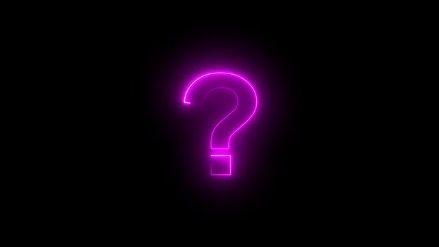 Question mark sign animation. Neon colored digital 3D big question rotating. Cyberspace questions asking doubts confusing problems. motion graphics, 4k quality animation video