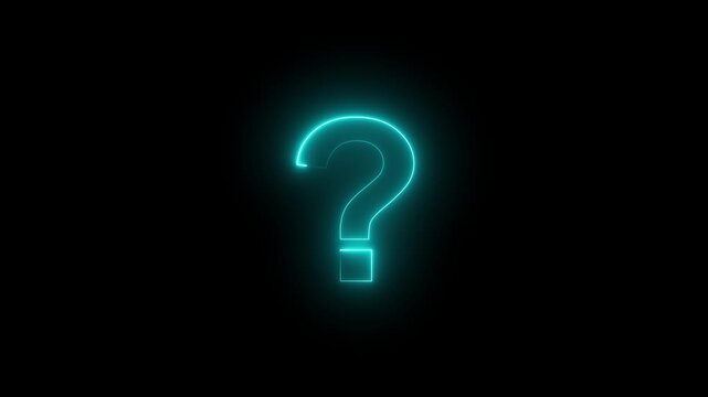 Question mark sign animation. Neon colored digital 3D big question rotating. Cyberspace questions asking doubts confusing problems. motion graphics, 4k quality animation video