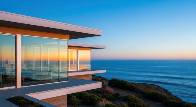 Modern seaside house with expansive ocean views and sleek design