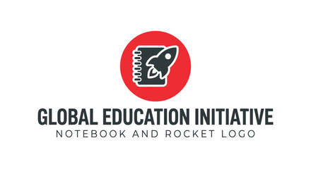 Obraz premium Global Education Initiative Logo with Notebook and Rocket Icon