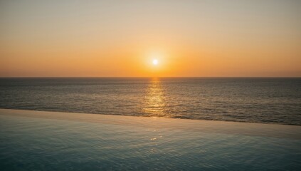 Fototapeta premium View From Infinity Pool Showing Sea and Sky During Clear Day