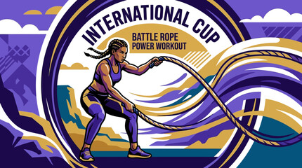 Fototapeta premium International Cup Battle Rope Power Workout Competitor