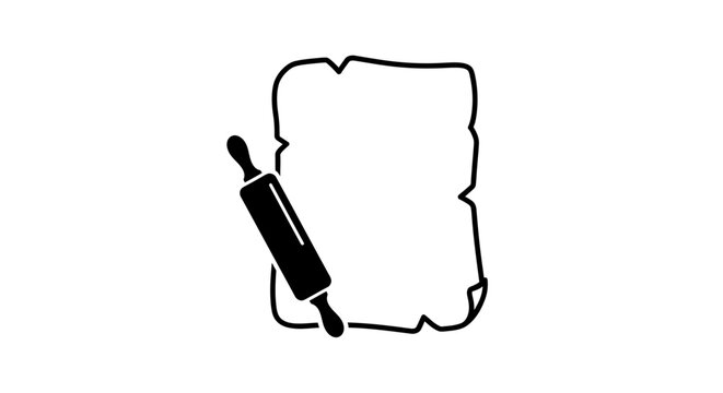 Rolling pin and bread slice silhouette a black and white graphic design illustration silhouette rollingpin