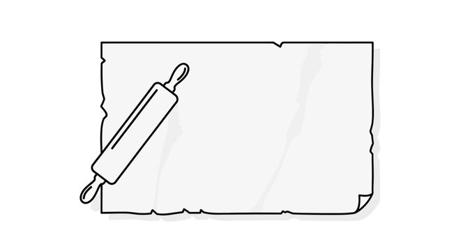 Rolling pin and crumpled paper illustration a black line silhouette rollingpin roller dough baking kitchen cookery