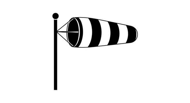 Wind sock with alternating stripes a black and white silhouette windsock weather aviation meteorology airfield