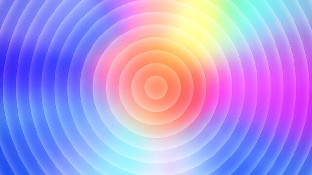 Abstract geometric circular gradient background, blurred dynamic rainbow ring flow endless creative colorful shape wallpaper graphic for business presentation illustration