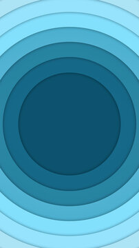 Abstract blue geometric circular background, dynamic circle frame with copy space for design, creative paper cut style ring shape with shadow graphic for presentation illustration