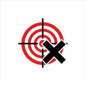 Target icon with cross mark, vector illustration