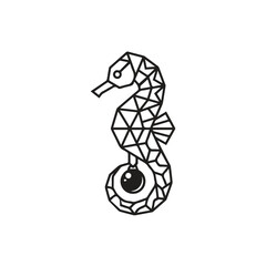Geometric seahorse holding a pearl illustration with seahorse, geometric © Sharmin