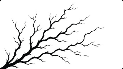 Fototapeta premium Bare tree branch silhouette against a white background