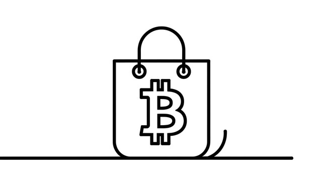 Bitcoin shopping bag, cryptocurrency payment