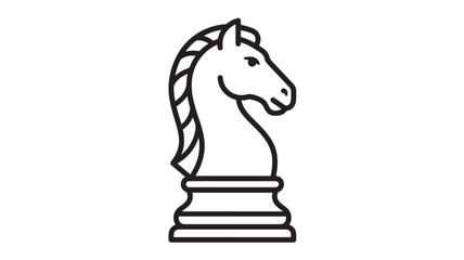 Chess Knight Piece with a Stylized Horse Head and Base in a Minimalist Design Featuring Game, Board, Strategy with Vector © Hakim