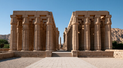 Obraz premium Ancient museum and temple at Luxor Egypt, archaeological heritage and tourism concept, with copy space