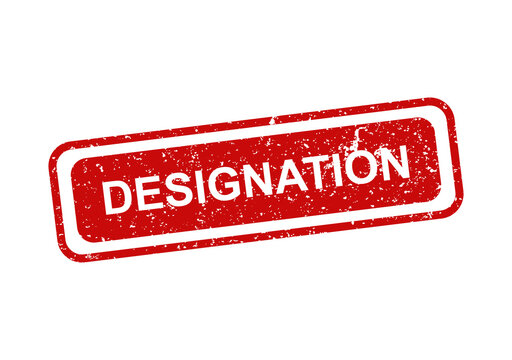 Red rubber stamp with designation text illustration