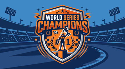 Obraz premium World Series Champions Trophy Awarded At Racetrack Podium