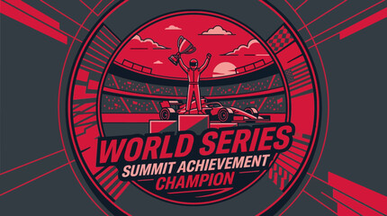 Obraz premium World Series Summit Achievement Champion Vector Graphic