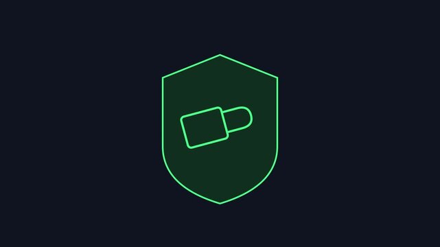 Cyber security shield animation with padlock toggle switch for data protection and digital privacy concepts 4k