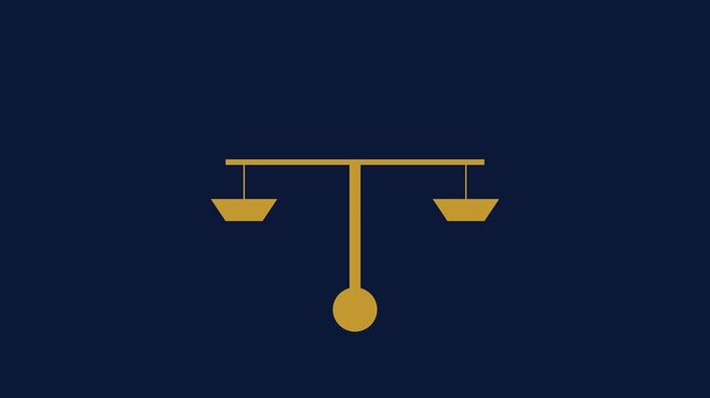 Golden scales of justice animation: legal balance and fairness concept 4k